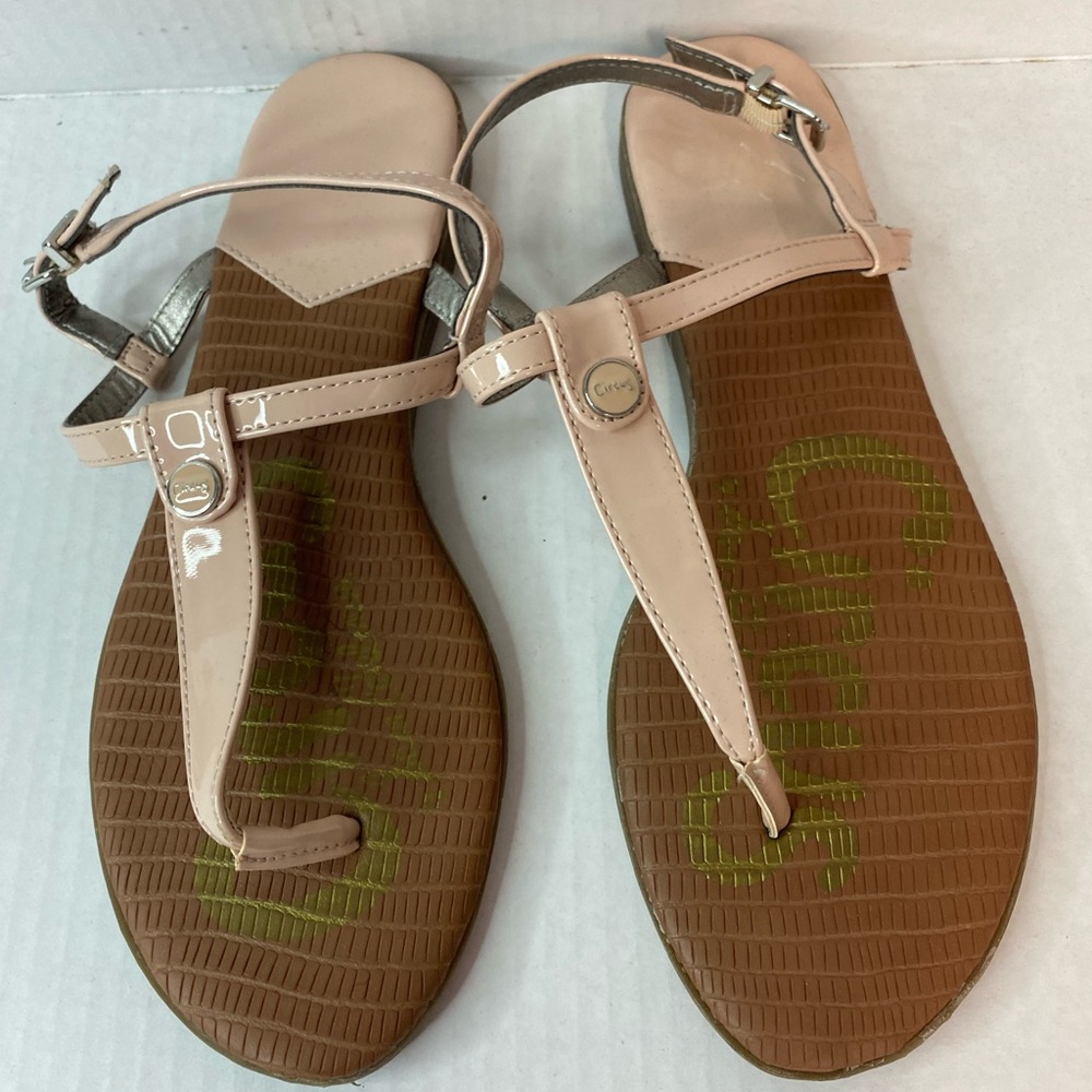 Circus by Sam Edelman Nude Patent T-Strap Flat Sandals